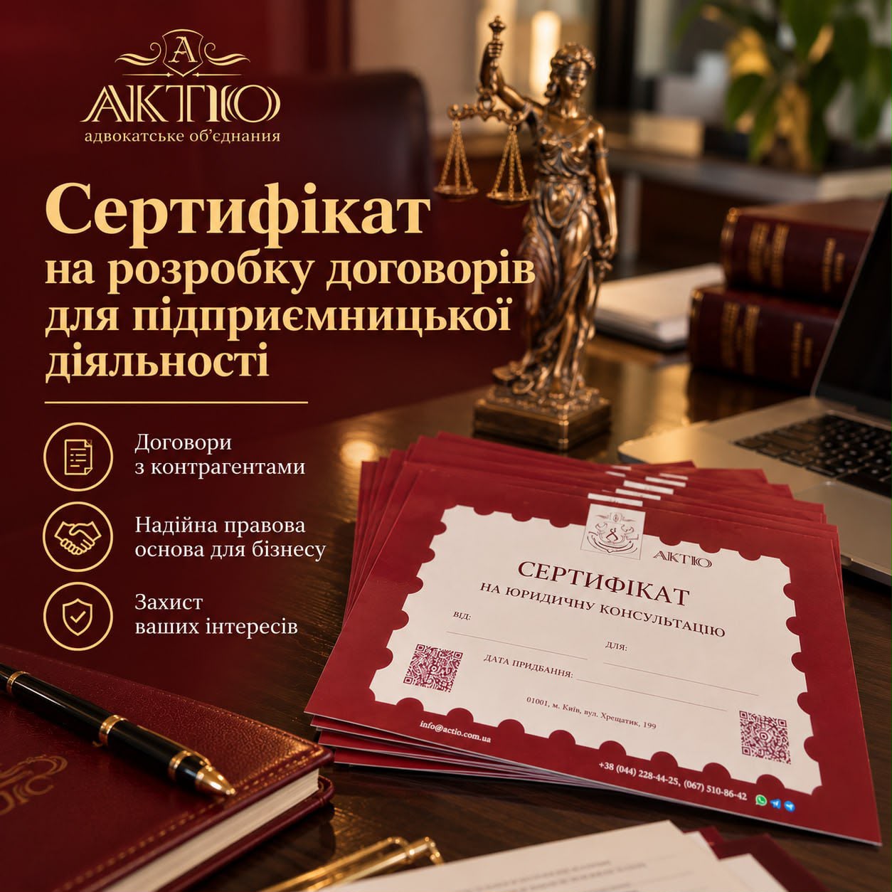 Подарунковий сертифікат АКТІО — Розробка договорів для бізнесу