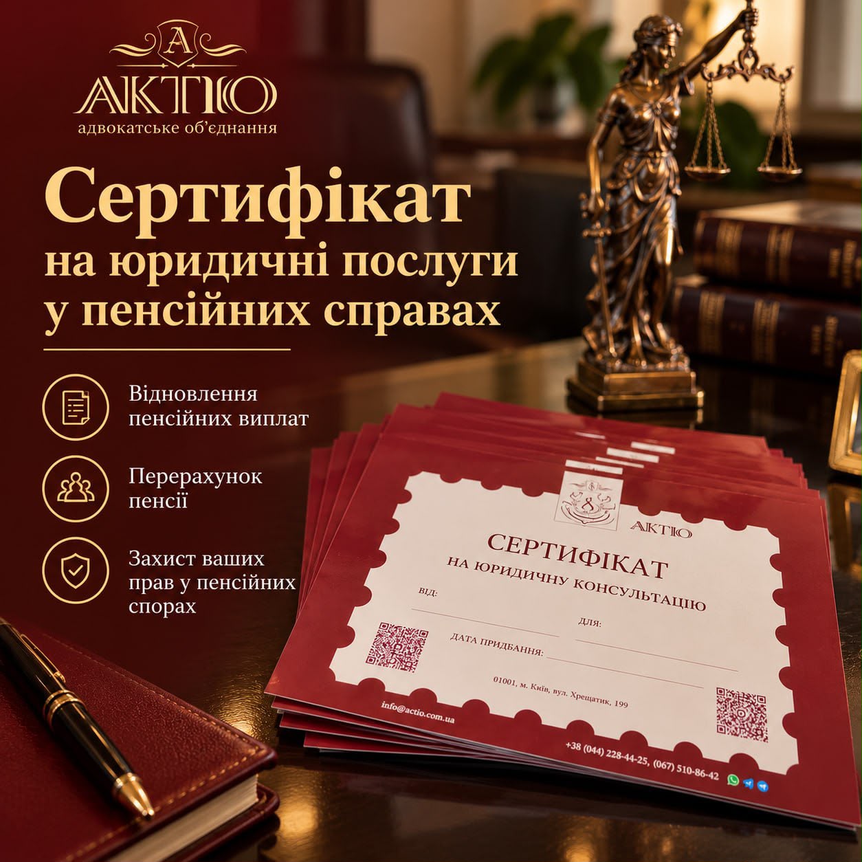 Подарунковий сертифікат АКТІО — Пенсійні справи